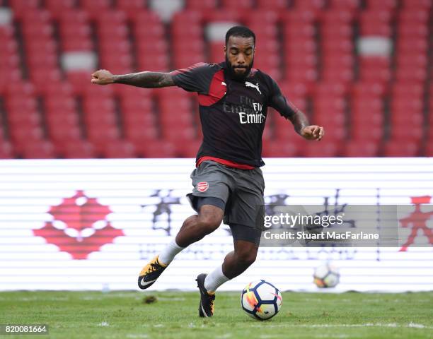 Alexandre Lacazette of Arsenal during a training session at the Birds Nest stadium on July 21, 2017 in Beijing, China.