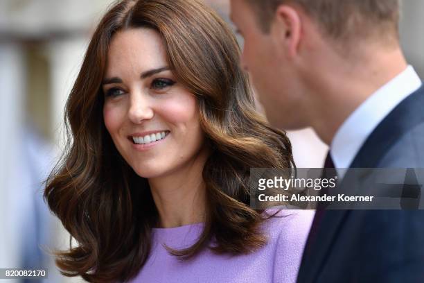 Catherine, Duchess of Cambridge and Prince William, Duke of Cambridge arrive for a visit of the Maritime Museum on the third and final day of their...