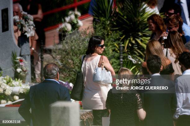 Wife of former head of Spanish bank Caja Madrid Miguel Blesa, Gema Gamez attend her husband's funeral with relatives and friends at the Virgen de...