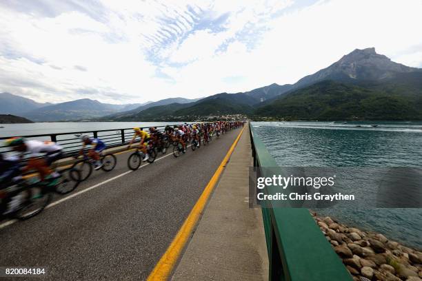 The peloton rides on stage nineteen of the 2017 Tour de France, a 222.5km stage from Embrun to Salon-de-Provence on July 21, 2017 in...