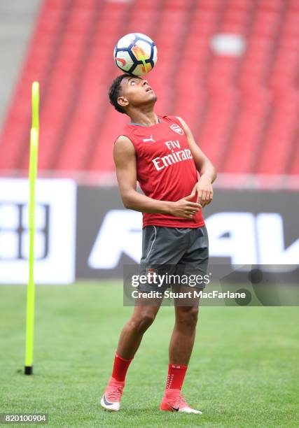 Donyell Malen of Arsenal during a training session at the Birds Nest stadium on July 21, 2017 in Beijing, China.