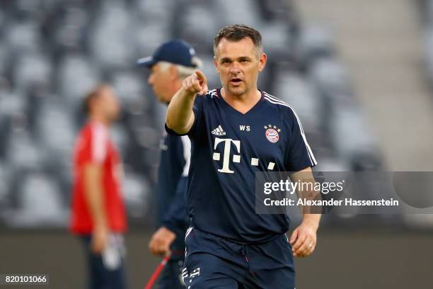 Bixente Lizarazu assistent coach of FC Bayern Muenchen during a training session at Shenzhen Universiade Sports Centre during the Audi Summer Tour...