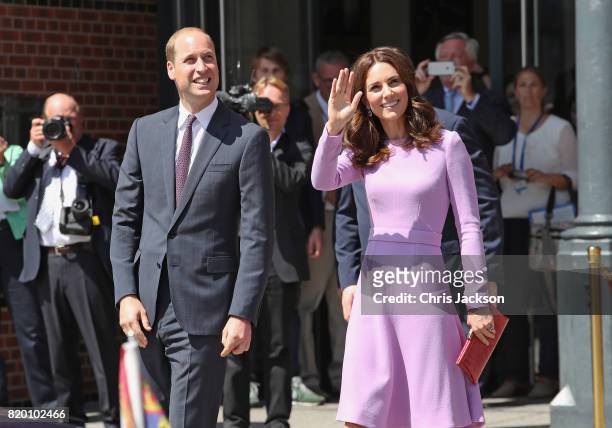 Prince William, Duke of Cambridge and Catherine, Duchess of Cambridge depart after a visit to the Maritime Museum to celebrate the joint UK-German...