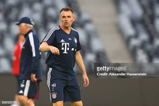 Bixente Lizarazu assistent coach of FC Bayern Muenchen during a training session at Shenzhen Universiade Sports Centre during the Audi Summer Tour...
