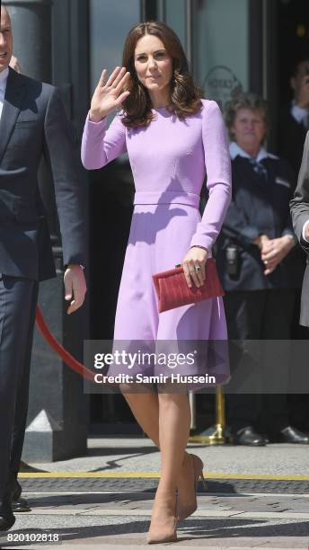 Prince William, Duke of Cambridge and Catherine, Duchess of Cambridge depart after a visit to the Maritime Museum to celebrate the joint UK-German...