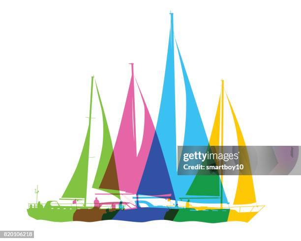 stockillustraties, clipart, cartoons en iconen met zeilboten - kielboot scheepsromp