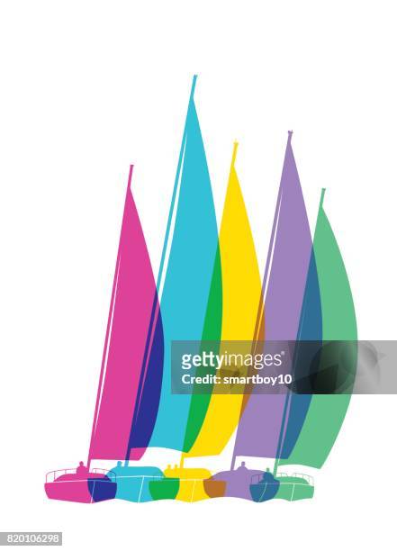 segelboote - sailboat racing stock-grafiken, -clipart, -cartoons und -symbole