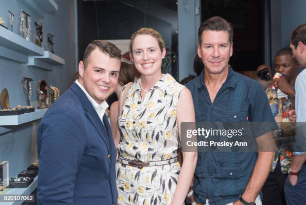 Zach Weiss, Anne Huntington and Peter Davis attend Lulu Frost Opening Celebration at Lulu Frost on July 20, 2017 in New York City.