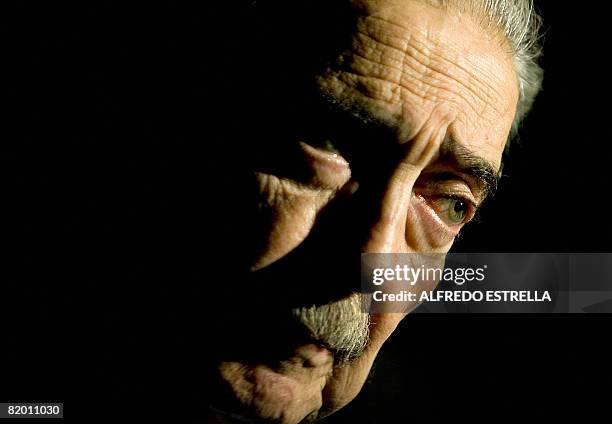 Argentine writer Juan Gelman is seen during a television interview after a presentation given at the Fine Arts Palace in Mexico City, on July 20,...