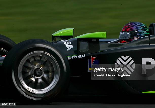 Viso of Venezuela drives the HVM Racing Dallara Honda during the warm up prior to the start of the IRL IndyCar Series The Honda Indy 200 at the...