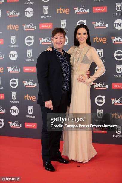 Natalia Oreiro and Carlos Latre attend Platino Awards 2017 press conference on July 21, 2017 in Madrid, Spain.