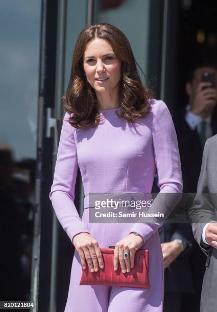 Catherine, Duchess of Cambridge departs after a visit to the Maritime Museum to celebrate the joint UK-German year of science, which for 2017 is...