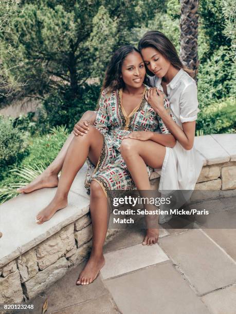 Fashion model Cindy Bruna is photographed with her sister Christie for Paris Match on May 29, 2017 in Saint-Paul-De-Vence, France.