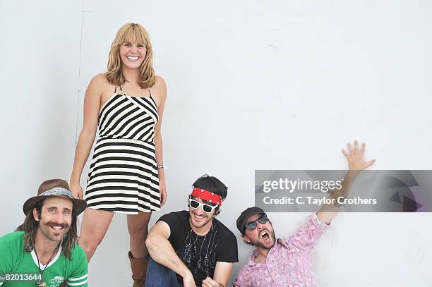 Musicians Matt Burr, Grace Potter, Scott Tournet and Bryan Dondero poses for a portrait during the the 2008 Mile High Music Festival at Dick's...