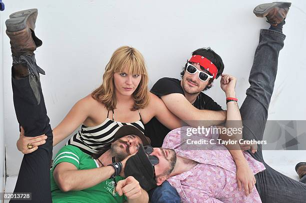 Musicians Matt Burr, Grace Potter, Scott Tournet, and Bryan Dondero poses for a portrait during the the 2008 Mile High Music Festival at Dick's...