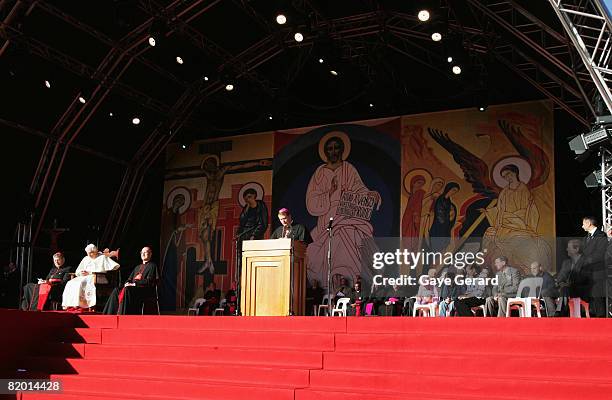 His Holiness Pope Benedict concludes his World Youth Day activities by thanking all the volunteers at The Domain on July 21, 2008 in Sydney,...