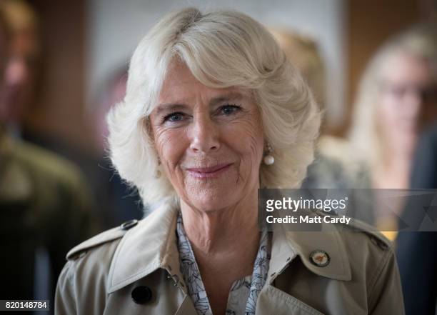 Camilla, Duchess of Cornwall arrives at Newquay Fire Station to meet residents from Tregunnel Hill, a mixed-use neighbourhood built on Duchy of...