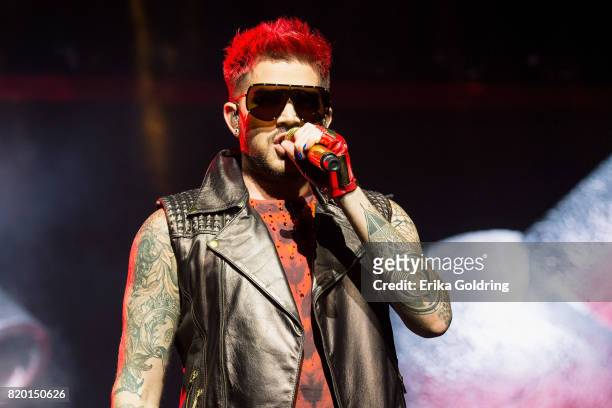 Adam Lambert of Queen + Adam Lambert performs at The Palace of Auburn Hills on July 20, 2017 in Auburn Hills, Michigan.