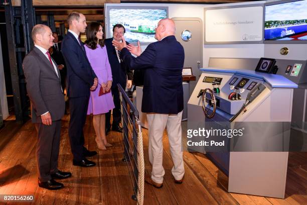 First Mayor of Hamburg Olaf Scholz and Museum director Peter Tamm give Prince William, Duke of Cambridge and Catherine, Duchess of Cambridge a tour...