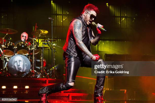 Roger Taylor and Adam Lambert of Queen + Adam Lambert perform at The Palace of Auburn Hills on July 20, 2017 in Auburn Hills, Michigan.