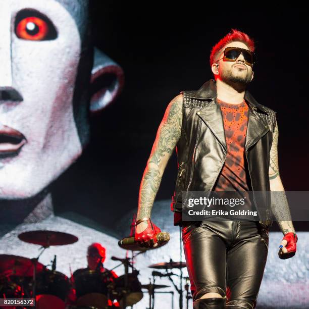 Roger Taylor and Adam Lambert of Queen + Adam Lambert perform at The Palace of Auburn Hills on July 20, 2017 in Auburn Hills, Michigan.