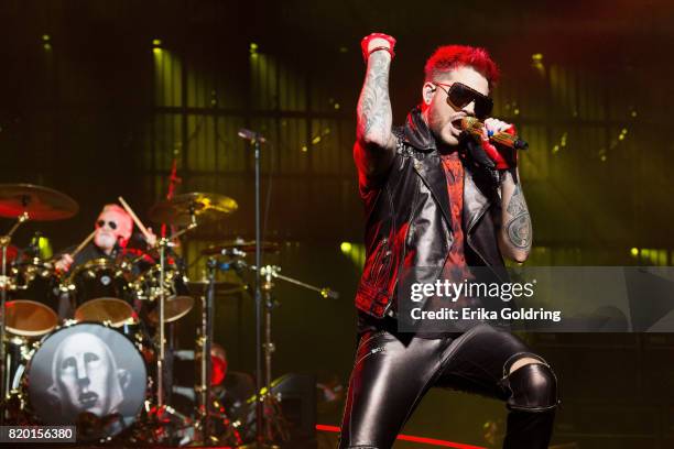 Roger Taylor and Adam Lambert of Queen + Adam Lambert perform at The Palace of Auburn Hills on July 20, 2017 in Auburn Hills, Michigan.