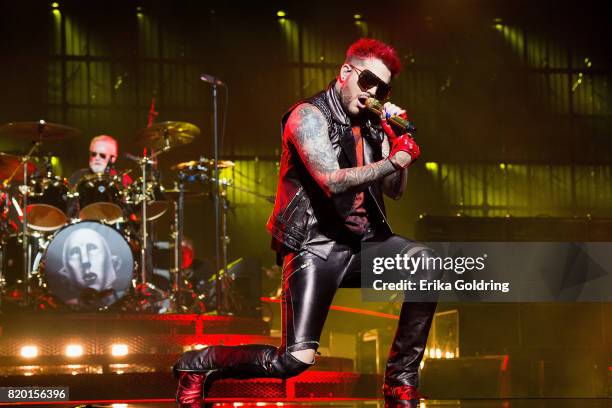 Roger Taylor and Adam Lambert of Queen + Adam Lambert perform at The Palace of Auburn Hills on July 20, 2017 in Auburn Hills, Michigan.