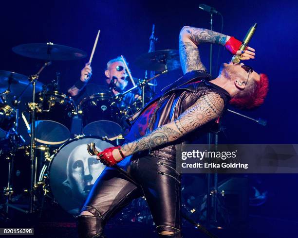 Roger Taylor and Adam Lambert of Queen + Adam Lambert perform at The Palace of Auburn Hills on July 20, 2017 in Auburn Hills, Michigan.