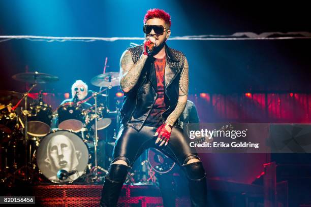 Roger Taylor and Adam Lambert of Queen + Adam Lambert perform at The Palace of Auburn Hills on July 20, 2017 in Auburn Hills, Michigan.