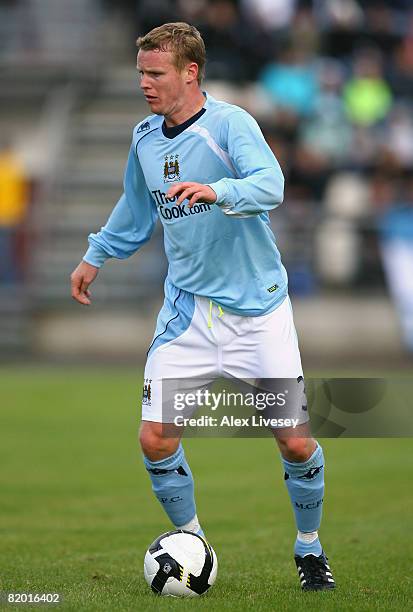 Michael Ball of Manchester City during the UEFA Cup 1st Round 1st Leg Qualifying match between EB/Streymur and Manchester City at the Torsvollur...