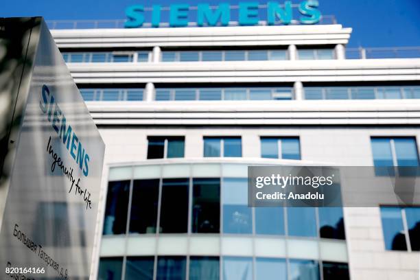 An outside view of Siemens central office in Moscow, Russia on July 21, 2017. German tech company Siemens AG decided to suspend energy equipment...