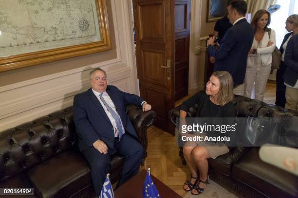 Greek Foreign Minister Nikos Kotzias meets with EU's High Representative for Foreign Affairs and Security Policy and VP of the European Commission...
