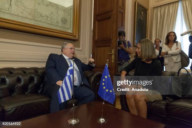 Greek Foreign Minister Nikos Kotzias meets with EU's High Representative for Foreign Affairs and Security Policy and VP of the European Commission...