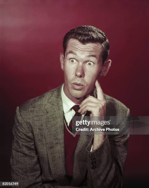 American comedian and television presenter Johnny Carson , circa 1960.