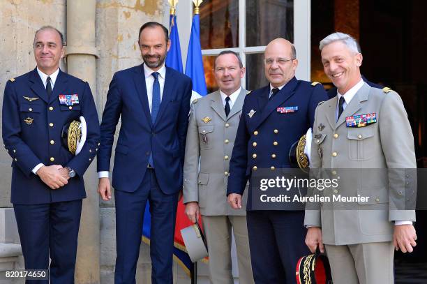 Air Force Commander in Chief General Andre Lanata, French Prime Minister Edouard Philippe, Land Forces Commander in Chief General Jean Pierre Bosser,...