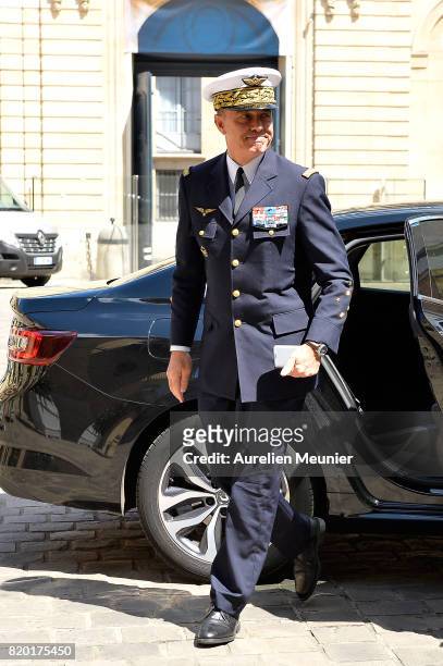 Air Force Commander in Chief General Andre Lanata arrives for a meeting with Army Commander in Chief Francois Lecointre and French Prime Minister...