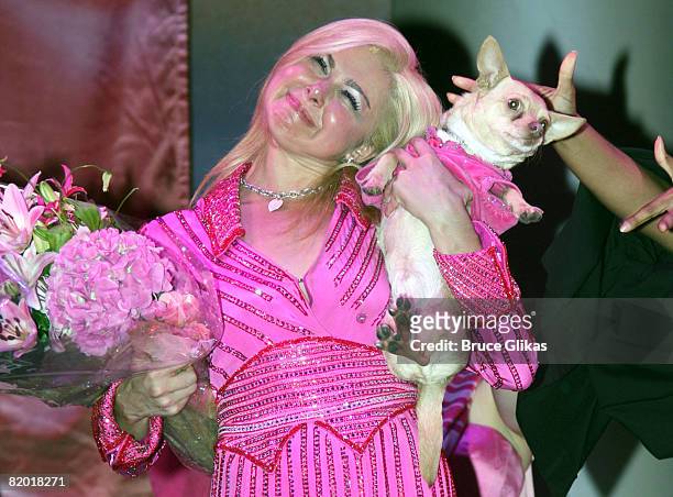 Laura Bell Bundy takes her final bow as "Elle Woods" in "Legally Blonde: The Musical" on Broadway at the Palace Theatre on July 20, 2008 in New York...