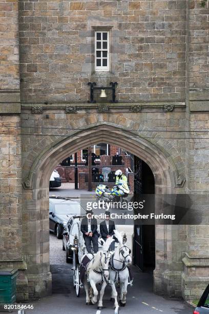 The funeral cortege of Manchester Attack Victim Kelly Brewster arrives for her funeral service at City Road Cemetery on July 21, 2017 in Sheffield,...