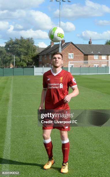 Andrew Robertson new signing for Liverpool at Melwood Training Ground on July 20, 2017 in Liverpool, England.