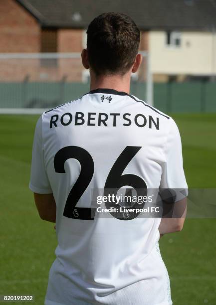 Andrew Robertson new signing for Liverpool at Melwood Training Ground on July 20, 2017 in Liverpool, England.