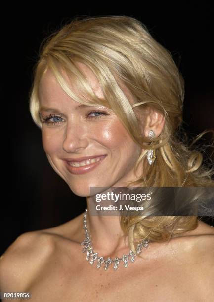 Naomi Watts wearing Judith Ripka diamond earrings and necklace