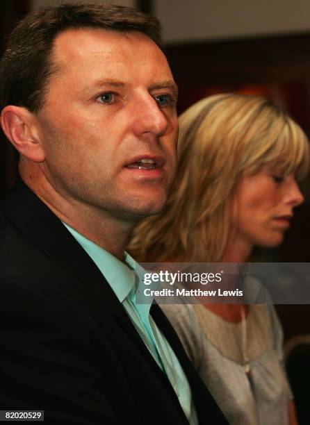 Kate and Gerry McCann speak to the media during a press conference to anounce that they have been cleared of being formal suspects on the...