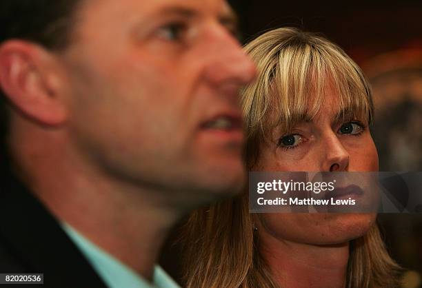 Kate and Gerry McCann speak to the media during a press conference to anounce that they have been cleared of being formal suspects on the...