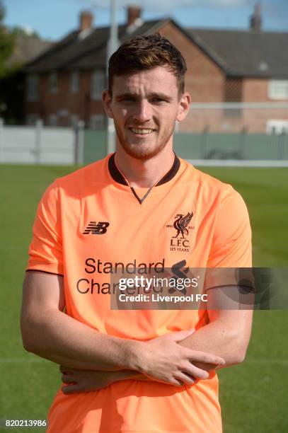 Andrew Robertson new signing for Liverpool at Melwood Training Ground on July 20, 2017 in Liverpool, England.