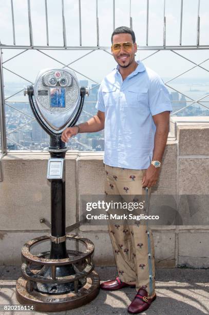 Romeo Santos Lights The Empire State Building In Honor Of The Notes For Notes Partnership at The Empire State Building on July 20, 2017 in New York...