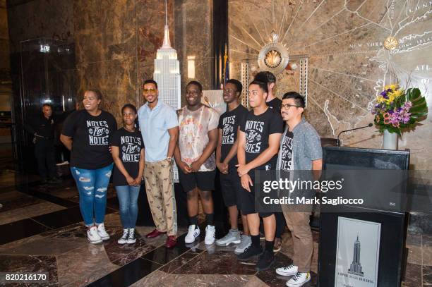 Romeo Santos Lights The Empire State Building In Honor Of The Notes For Notes Partnership at The Empire State Building on July 20, 2017 in New York...