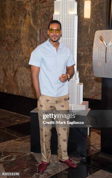 Romeo Santos Lights The Empire State Building In Honor Of The Notes For Notes Partnership at The Empire State Building on July 20, 2017 in New York...