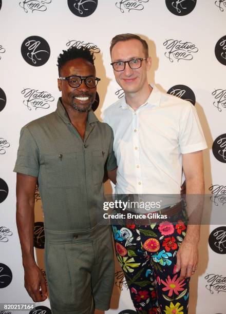 Billy Porter and husband/Co-Owner of Native Ken Eyewear Adam Porter Smith pose at the Native Ken Eyewear NYC Launch Party at Native Ken on July 20,...