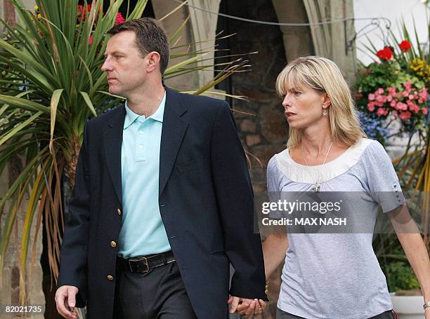 Kate and her husband Gerry McCann arrive for their press conference in Rothley on July 21, 2008 after they were taken off the Portuegese police...