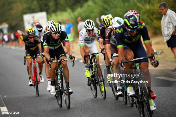 Edvald Boasson Hagen of Norway riding for Team Dimension Data rides in the breakaway group on stage nineteen of the 2017 Tour de France, a 222.5km...